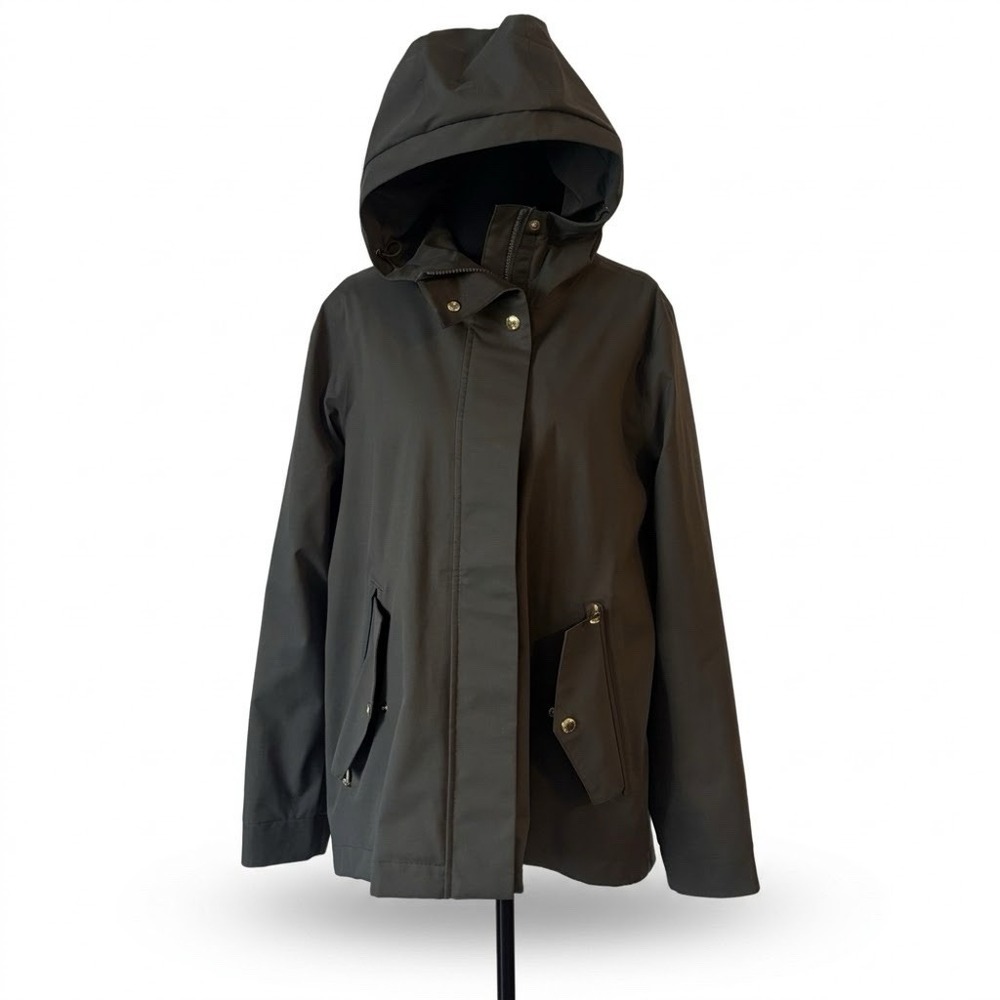 ATHLETA Sutro Jacket Women's S Hooded Windbreaker Minimalist Travel Sporty Olive